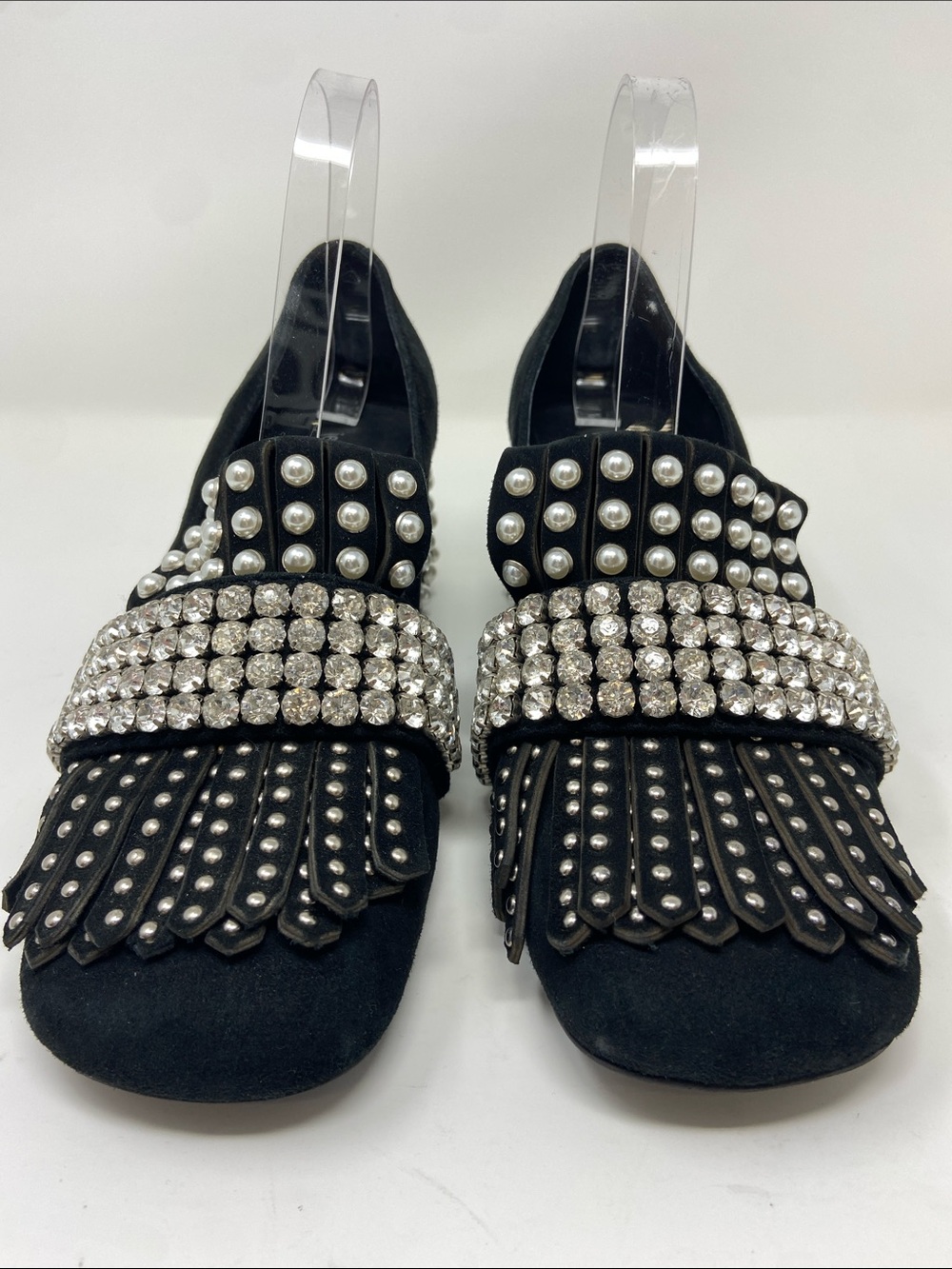 Jeffrey Campbell Black Embellished Pearl & Studded Block Heel Loafer size 10 - Picture 2 of 10